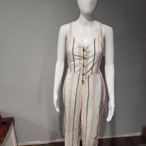 Japna Multicolor Striped Jumpsuit with Button Front